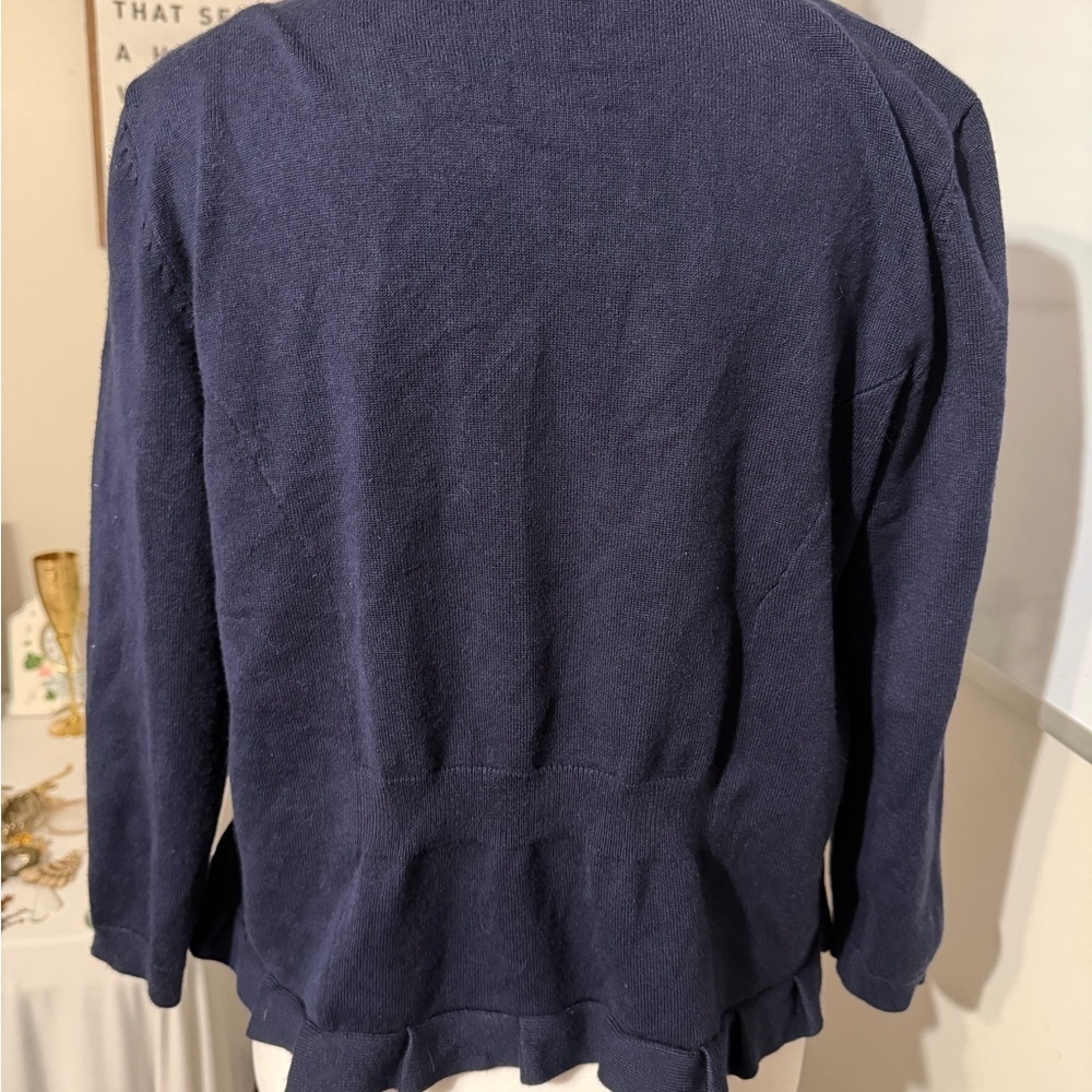89th & Madison Navy Ruffle Cardigan - Picture 3 of 5